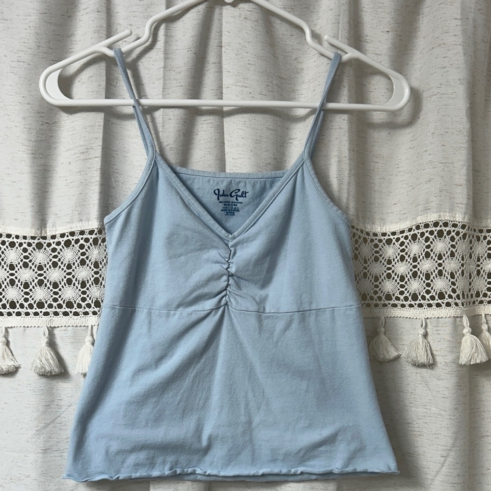 Brandy Melville Pale Blue Ruched V-Neck Cami